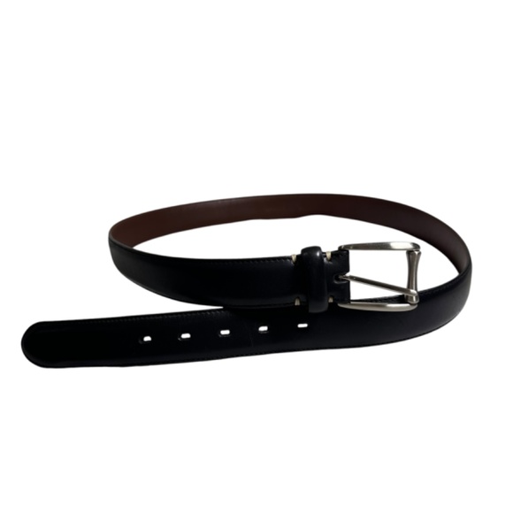 Genuine COLE HAAN Black Leather Silver Buckle Men\'s Belt 100/40 Large main image 4